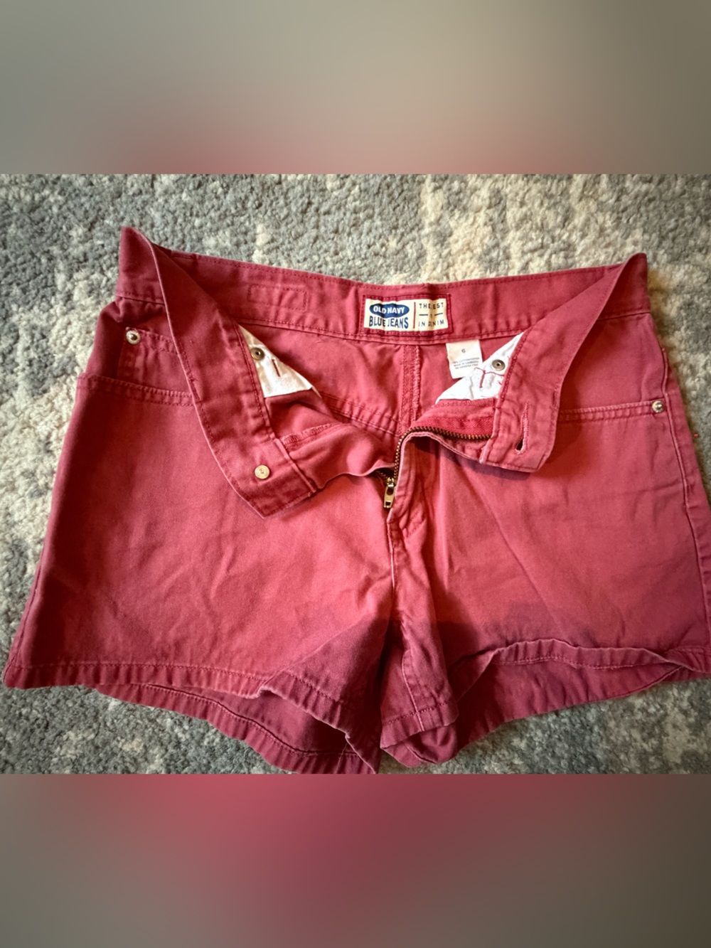 Old Navy Rose Red High-Rise Cotton Shorts